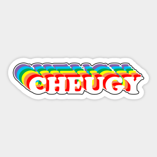 Cheugy Retro Rainbow Text Design Sticker